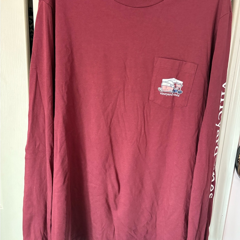 Vineyard Vines Men's Burgundy Long Sleeve Tee